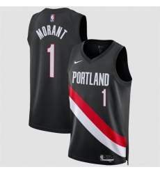 Men Portland Trail Blazers  1 Ja Morant Black 2026 Icon Edition Stitched Basketball Jersey