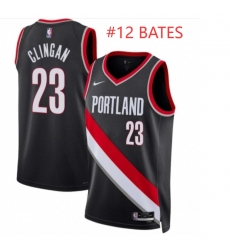 Men Portland Trail Blazers BATES #12 Black  Edition Stitched Basketball Jersey