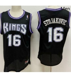 Men Men Sacramento Kings 16 Peja Stojakovic Black Soul Swingman Jersey