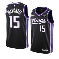 Men Sacramento Kings 15 Davion Mitchell Black 2023 24 Icon Edition Swingman Stitched Basketball Jersey