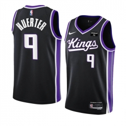 Men Sacramento Kings 9 Kevin Huerter Black 2023 24 Icon Edition Swingman Stitched Basketball Jersey