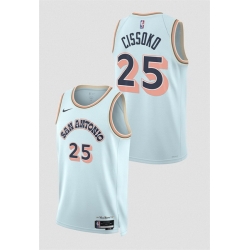 Men San Antonio Spurs 25 Sidy Cissoko Light Blue 2024 25 City Edition Stitched Basketball Jersey