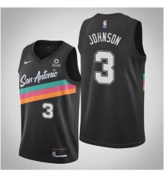 Men San Antonio Spurs 3 Keldon Johnson Black 2021 Nike City Edition Swingman Stitched NBA Jersey With The NEW Sponsor Logo