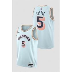 Men San Antonio Spurs 5 Stephon Castle Light Blue 2024 25 City Edition Stitched Basketball Jersey