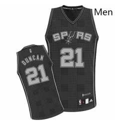 Mens Adidas San Antonio Spurs 21 Tim Duncan Authentic Black Rhythm Fashion NBA Jersey