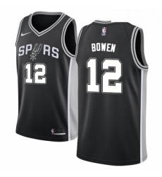 Mens Nike San Antonio Spurs 12 Bruce Bowen Swingman Black Road NBA Jersey Icon Edition