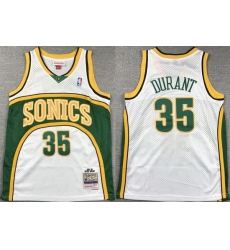 Men Seattle SuperSonics 35 Kevin Durant White Mitchell  26 Ness Hardwood Classics