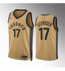 Men Toronto Raptors 17 Dennis Schroder Gold 2023 24 City Edition Stitched Basketball Jersey