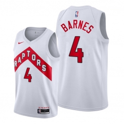 Men Toronto Raptors 4 Scottie Barnes White Jerseys