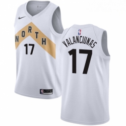 Mens Nike Toronto Raptors 17 Jonas Valanciunas Swingman White NBA Jersey City Edition