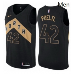 Mens Nike Toronto Raptors 42 Jakob Poeltl Authentic Black NBA Jersey City Edition