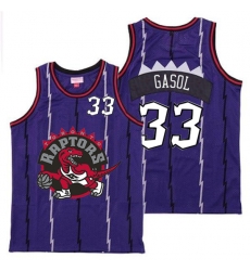 Raptors 33 Marc Gasol Purple Big Gray Red Logo Retro Jersey