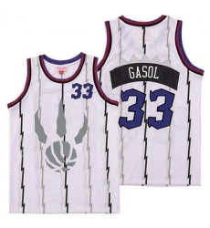 Raptors 33 Marc Gasol White Gray Logo Retro Jersey 6