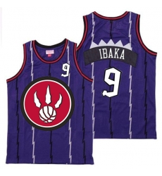 Raptors 9 Serge Ibaka Purple Red Big Logo Retro Jersey 5