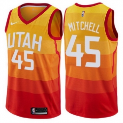 Jazz  45 Donovan Mitchell Orange Basketball Swingman City Edition 2019 20 Jersey