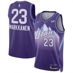 Men Utah Jazz 23 Lauri Markkanen Purple 2024 25 City Edition Stitched Basketball Jersey