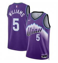 Men Utah Jazz 5 Cody Williams Purple 2025 Icon Edition Stitched Basketball Jersey