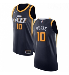 Mens Nike Utah Jazz 10 Alec Burks Authentic Navy Blue Road NBA Jersey Icon Edition