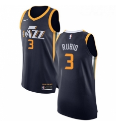 Mens Nike Utah Jazz 3 Ricky Rubio Authentic Navy Blue Road NBA Jersey Icon Edition 