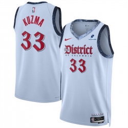 Men Washington Wizards 33 Kyle Kuzma Powder Blue 2024 25 City Edition Stitched Basketball Jersey