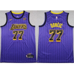 Men Los Angeles Lakers 77 Luka Don u010Di u0107 Purple 2025 Stitched Basketball Jersey
