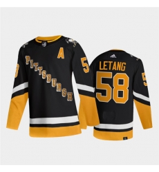 Men Pittsburgh Penguins 58 Kris Letang 2021 2022 Black Stitched Jersey