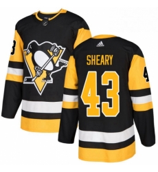 Mens Adidas Pittsburgh Penguins 43 Conor Sheary Authentic Black Home NHL Jersey 