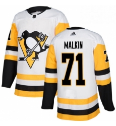 Mens Adidas Pittsburgh Penguins 71 Evgeni Malkin Authentic White Away NHL Jersey 