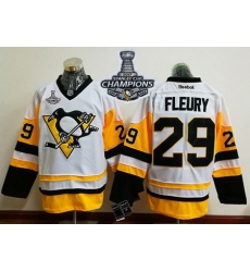 Penguins #29 Andre Fleury White New Away 2017 Stanley Cup Finals Champions Stitched NHL Jersey