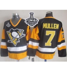 Penguins #7 Joe Mullen Black CCM Throwback 2017 Stanley Cup Final Patch Stitched NHL Jersey