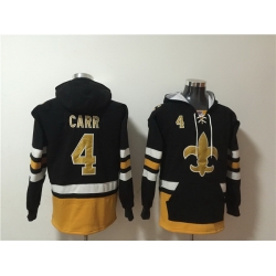 Men New Orleans Saints 4 Derek Carr Black Ageless Must Have Lace Up Pullover Hoodie