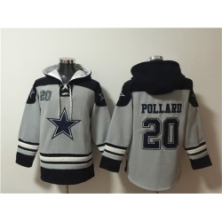 Men Dallas Cowboys 20 Tony Pollard Grey Ageless Must Have Lace Up Pullover Hoodie