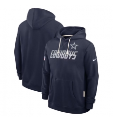 Men Dallas Cowboys Navy Sideline Standard Issue Top Prospect Dri FIT Hoodie Men Dallas Cowboys Navy Sideline Standard Issue Top Prospect Dri FIT Hoodie