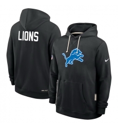 Men Detroit Lions Black Sideline Standard Issue Initial Home Dri FIT Pullover Hoodie Men Detroit Lions Black Sideline Standard Issue Initial Home Dri FIT Pullover Hoodie