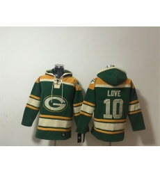 Men Green Bay Packers 10 Jordan Love Green Lace Up Pullover Hoodie Men Green Bay Packers 10 Jordan Love Green Lace Up Pullover Hoodie