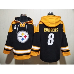 Men Pittsburgh Steelers 8 Aaron Rodgers Black Ageless Must Have Lace Up Pullover Hoodie