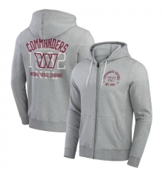 Men Washington Commanders Heather Gray Vintage Stripe Full Zip Hoodie Men Washington Commanders Heather Gray Vintage Stripe Full Zip Hoodie