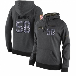 NFL Womens Nike Los Angeles Chargers 58 Nigel Harris Stitched Black Anthracite Salute to Service Player Performance Hoodie