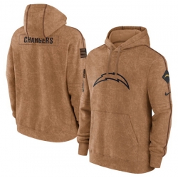 Men Los Angeles Chargers 2023 Brown Salute To Service Pullover Hoodie