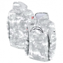 Men Los Angeles Chargers 2024 Arctic Camo Salute To Service Club Fleece Pullover Stitched Hoodie