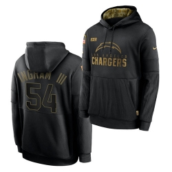 Men Los Angeles Chargers 54 Melvin Ingram III 2020 Salute To Service Black Sideline Performance Pullover HoodieMen Hoodie