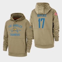 Mens Los Angeles Chargers 17 Philip Rivers 2019 Salute to Service Sideline Therma Pullover Hoodie Tan