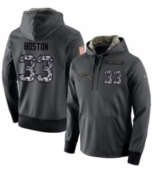 NFL Mens Nike Los Angeles Chargers 33 Tre Boston Stitched Black Anthracite Salute to Service Player Performance Hoodie