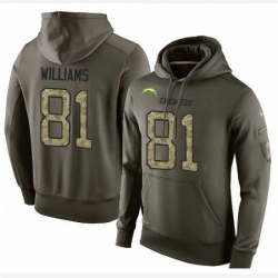 NFL Nike Los Angeles Chargers 81 Mike Williams Green Salute To Service Mens Pullover Hoodie