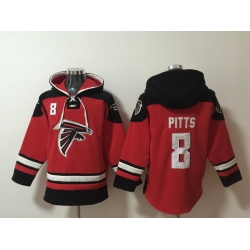 Men Atlanta Falcons 8 Kyle Pitts Red Ageless Must Have Lace Up Pullover Hoodie