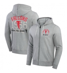Men Atlanta Falcons Heather Gray Vintage Stripe Full Zip Hoodie Men Atlanta Falcons Heather Gray Vintage Stripe Full Zip Hoodie