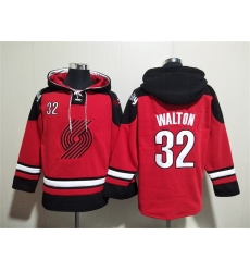 Men Portland Trail Blazers 32 Bill Walton Red Lace Up Pullover Hoodie Men Portland Trail Blazers 32 Bill Walton Red Lace Up Pullover Hoodie