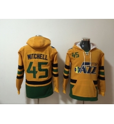 Men's Utah Jazz #45 Donovan Mitchell Yellow Lace-Up Pullover Hoodie