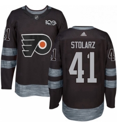 Mens Adidas Philadelphia Flyers 41 Anthony Stolarz Authentic Black 1917 2017 100th Anniversary NHL Jersey 