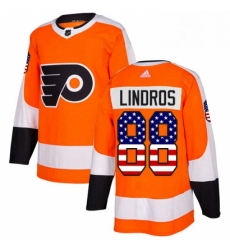 Mens Adidas Philadelphia Flyers 88 Eric Lindros Authentic Orange USA Flag Fashion NHL Jersey 